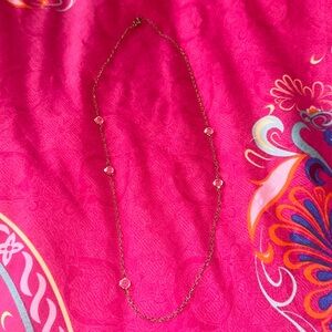 Crystal & Gold Colored Chain Necklace